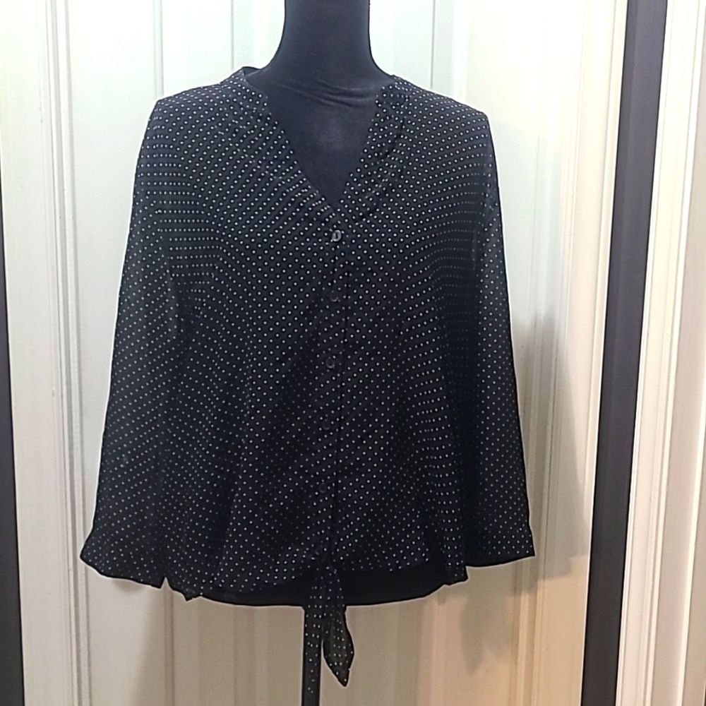 Sheer Black Buttoned Down Blouse